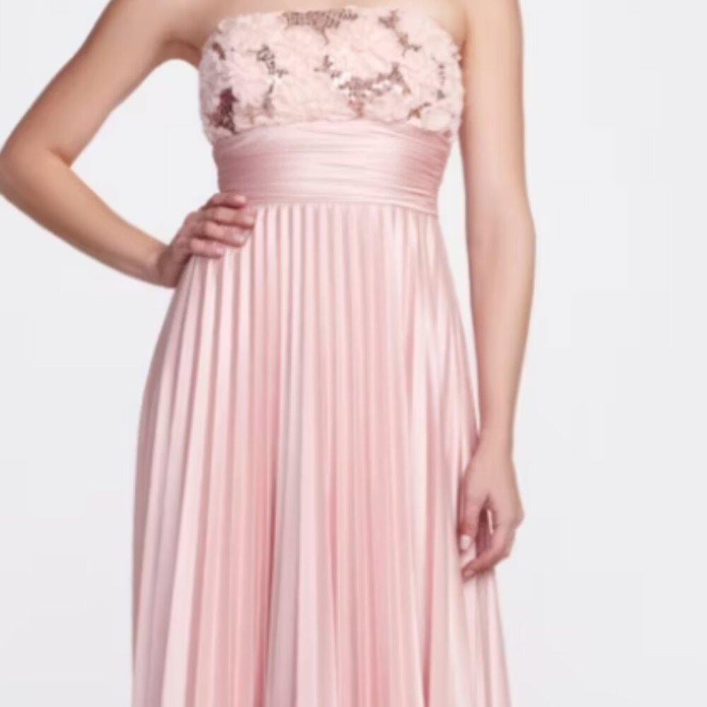 **Never worn** - Strapless Long Sequin Pleated Gown - Blush